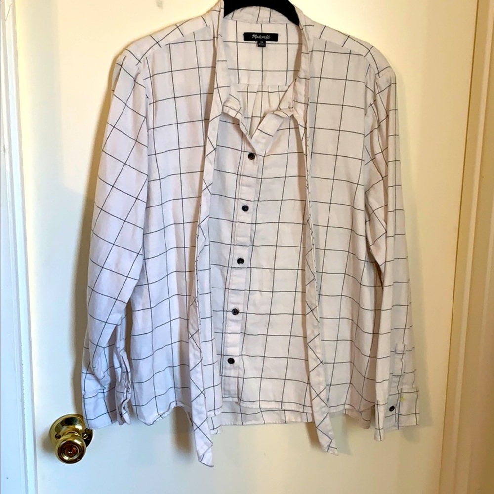 Madewell Pussybow Geometric Square Blouse